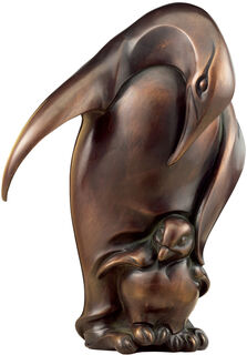 Sculpture "Pingouin avec jeune", bronze