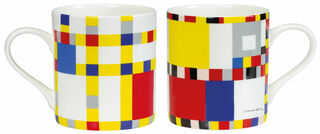 Set de deux tasses avec motifs de l'artiste "Boogie Woogie", porcelaine