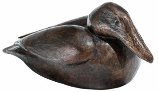 Sculpture de jardin "Eider à duvet assis", bronze