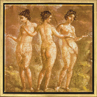 Peinture murale de Pompéi: Tableau "Les trois grâces", encadré