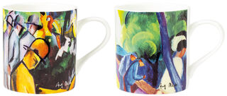 Set de 2 tasses avec motifs de l'artiste, porcelaine