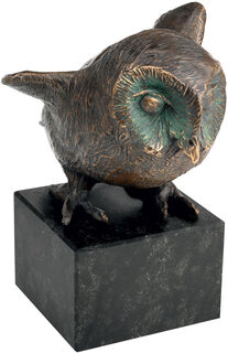 Sculpture de hibou "Le gardien du nid", bronze