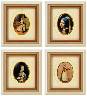 Ensemble de quatre tableaux miniatures en porcelaine "World Famous Masterpieces" (chefs-d'œuvre mondiaux)