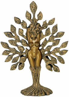 Sculpture "Tree of Life", version en marbre coulé peinte en or