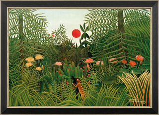 Tableau "Paysage de jungle au soleil couchant" (1910), encadré