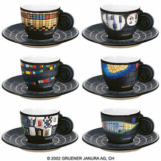La collection de tasses à expresso von Friedensreich Hundertwasser