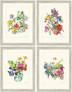 Ensemble de 4 tableaux "Bouquets d'été"