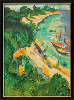 Tableau "Baie de Fehmarn avec des bateaux" (1913), encadré