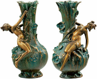 Ensemble de vases "Maguerites" et "Coquelicot", version bronze collé