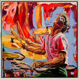 Tableau "Drummer in Motion - Bill Bruford" (2018) (Original / Pièce unique), encadrée