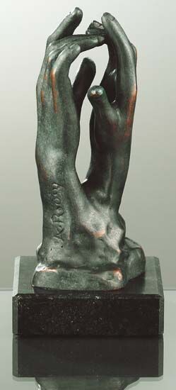Sculpture "La cathédrale" (Étude pour le secret), bronze collé von Auguste Rodin