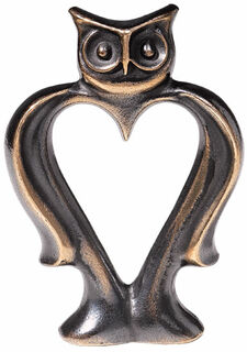 Sculpture "Hibou en forme de cœur", bronze