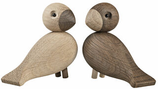 Ensemble de 2 figurines en bois "Lovebirds" (oiseaux d'amour)