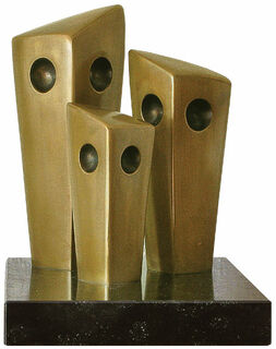 Sculpture "Famille de hiboux", version en bronze