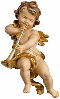 Figurine en bois "Chérubin avec trombone"