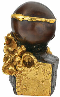Sculpture "Garçon au bandeau d'or", bronze partiellement doré von Cyrus Overbeck