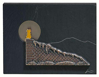 Objet mural "Chat de la pleine lune"