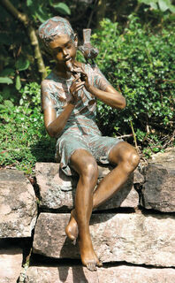 Sculpture de jardin "Garçon à la flûte", bronze