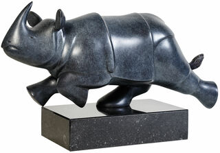 Sculpture "Running Rhino", bronze gris/noir von Evert den Hartog