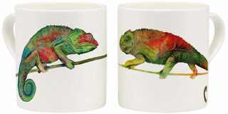 Set de 2 mugs "Caméléons", porcelaine