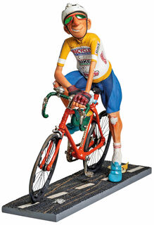 Caricature de sportif "Le cycliste", moulage peint à la main