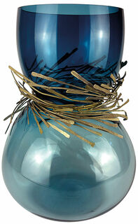 Vase "Bleu festif", verre/bronze