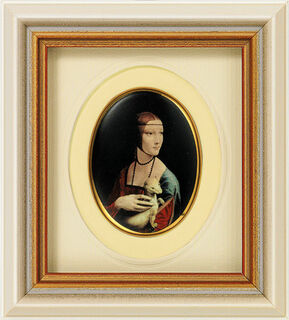 Tableau miniature en porcelaine "Dame à l'hermine" (1488-90), encadré von Leonardo da Vinci