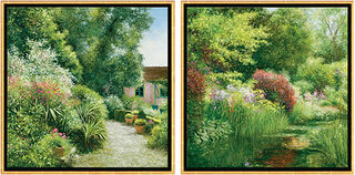 Ensemble de 2 tableaux "Le Jardin Baudy à Giverny" + "Le Mois de Mai à Giverny" von Jean-Claude Cubaynes