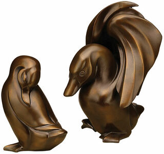 Couple de sculptures "Duck and Drake", version en bronze collé