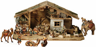 Étable de la "Nativité d'Ulrich" (sans personnages), bois peint à la main