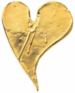 Objet en bronze "Coeur avec larmes", plaqué or