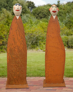 Ensemble de 2 sculptures de jardin grandeur nature "Linus et Lena"