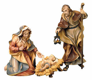 Figurines de la Nativité "La Sainte Famille", peintes à la main