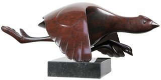 Sculpture "Foulque", bronze brun