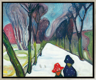 Tableau "Avenue dans une tempête de neige" (1906), version argentée encadrée