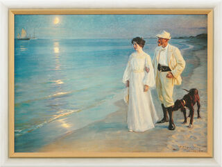 Tableau "Soirée d'été à la plage de Skagen - L'artiste et sa femme" (1899), encadré