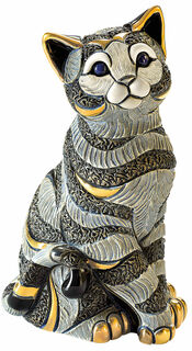 Figurine en céramique "Chat assis", version bleue