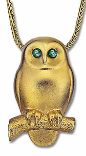Collier "Emerald Owl", version plaquée or