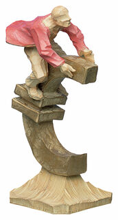 Sculpture "Banquier", finition en bois moulé