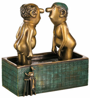 Sculpture "Messieurs dans la baignoire", bronze