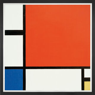 Tableau "Composition en rouge, bleu et jaune" (1930), encadré