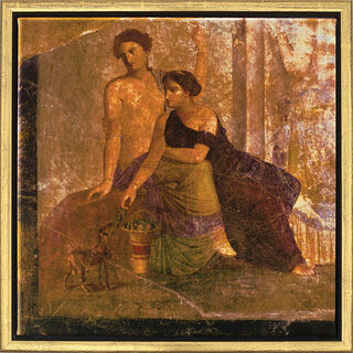 Peinture murale de Pompéi: Tableau "Deux femmes", encadré