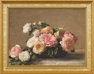 Tableau "Roses dans une coupe" (1882), encadré