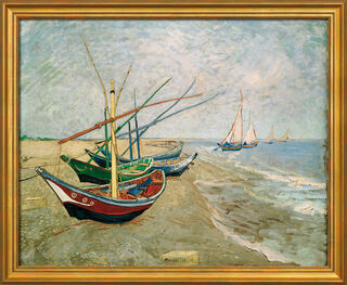 Tableau "Bateaux de pêche sur la plage des Saintes-Maries-de-la-Mer" (1888), encadré