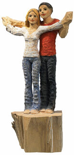 Sculpture "Lovers", finition en bois moulé