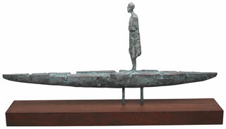 Sculpture "The Ferryman II" (2018), bronze sur socle en bois