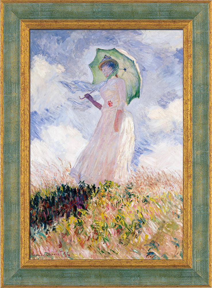 Tableau "Femme à l'ombrelle" (1886), encadré von Claude Monet