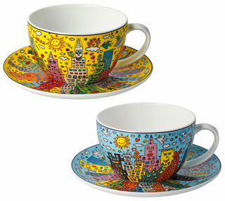 Set de 2 tasses à cappuccino avec motifs de l'artiste, porcelaine von James Rizzi