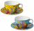 Set de 2 tasses à cappuccino avec motifs de l'artiste, porcelaine