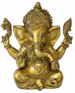Sculpture "Dieu indien Ganesha", laiton finition antique